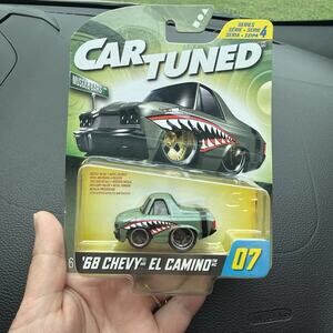 Car Tuned 68’ Chevy El Camino Army Green ERROR With Tires Black And Chrome Rims